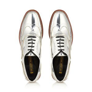 Mirror Finish Silver Brogue Shoes