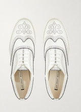 Black outline white brogue shoes, top view - Luke Grant-Muller
