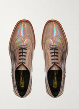 Holographic iridescent brogue shoes, top view - Luke Grant-Muller