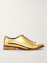 The Dude two-tone silver and gold bowling shoes, side view - Luke Grant-Muller
