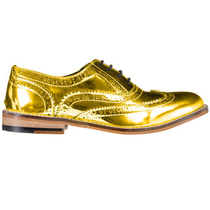 Mirror Finish Gold Brogue Shoes Pre-Order