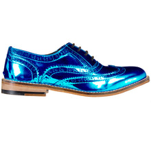 Navy Blue Metallic Brogue Shoes Pre-Order