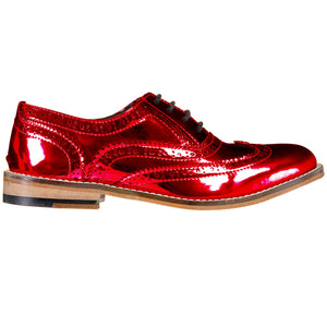 Metallic Red Brogue Shoes Pre-Order