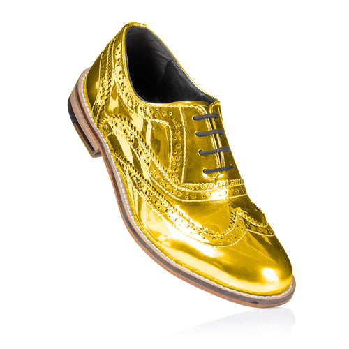 Mirror Finish Gold Brogue Shoes Pre-Order