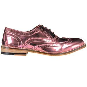 Baby Pink Metallic Brogues Pre-Order