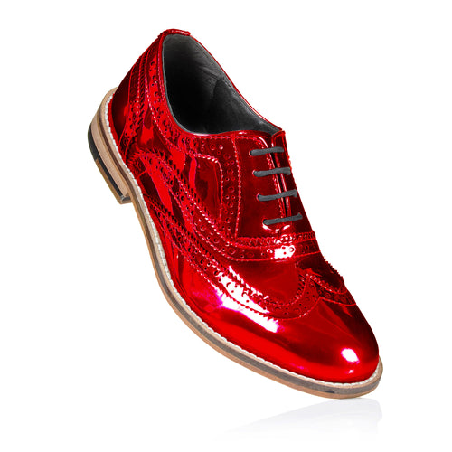 Metallic Red Brogue Shoes Pre-Order