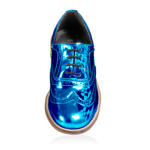 Navy Blue Metallic Brogue Shoes Pre-Order