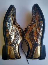 Ladies 11 Gents 10 US | 9 UK | 43 EU Kama Shoetra Gold and Black Laser etched Brogue Shoes (SAMP7)