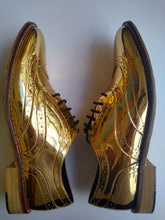 Ladies 11 Gents 10 US | 9 UK | 43 EU  Mirror Finish Gold Metallic Brogue Shoes (SAMP15)