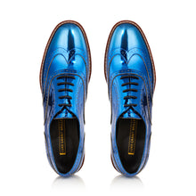 Navy Blue Metallic Brogue Shoes