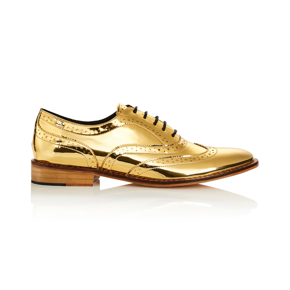 Mirror Finish Gold Metallic Brogue Shoes – Luke Grant-Muller