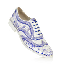 Qinghua Porcelain Blue and White Patent Brogue Shoes