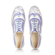 Qinghua Porcelain Blue and White Patent Brogue Shoes