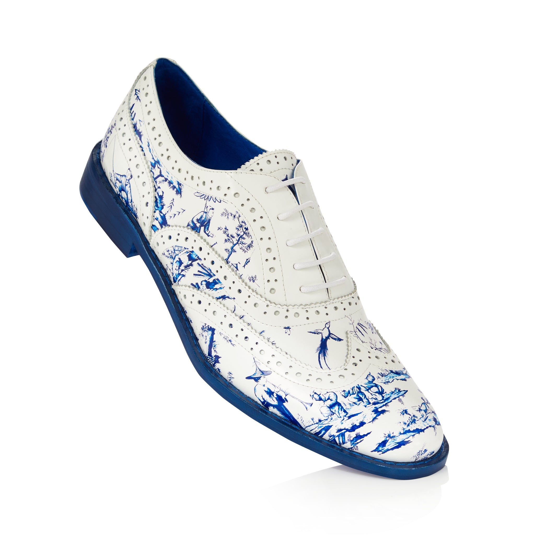 Porcelain Blue and White Brogue Shoes | Unisex
