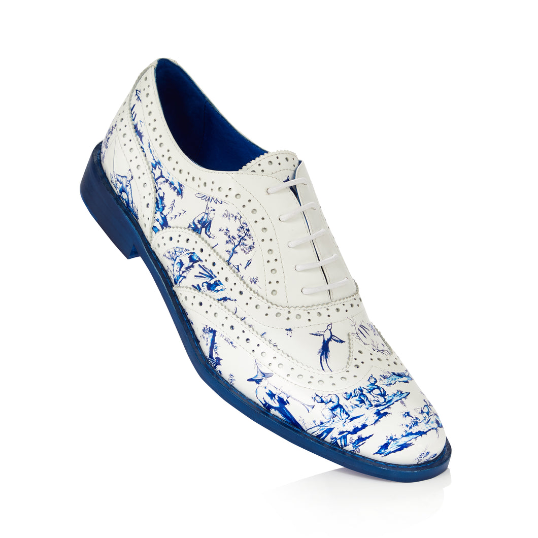 Porcelain Blue and White Brogue Shoes