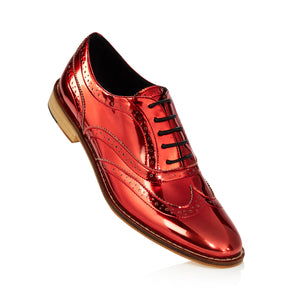 Red metallic shoes hotsell