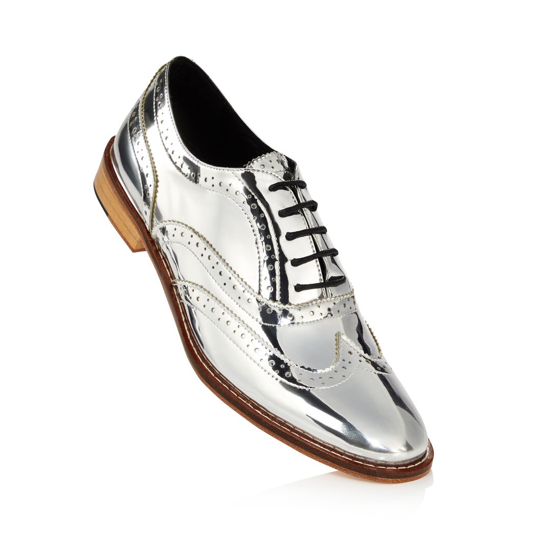 Ladies silver on sale brogue shoes